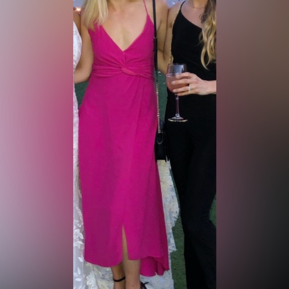 Zara Fuchsia Twist-Front Maxi Dress